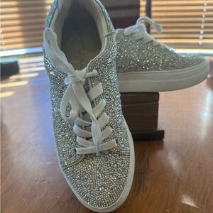 Betsey Johnson Glittering Silver Sneakers